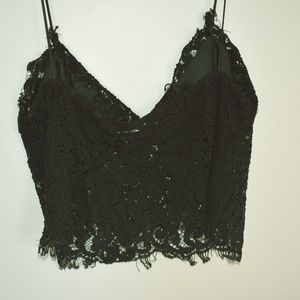 black lace zara crop top